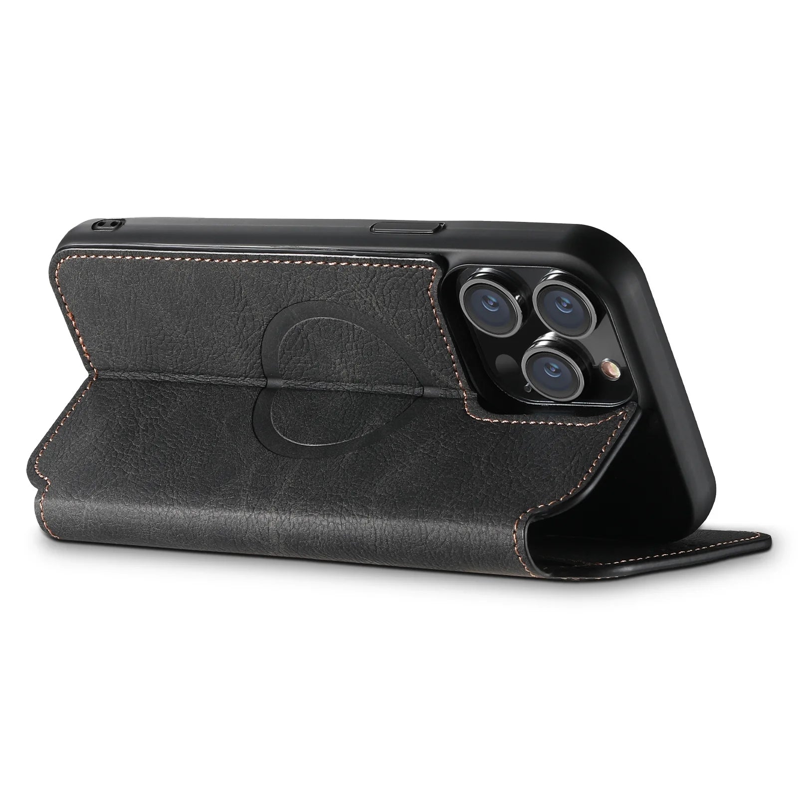 Luxuriöse Leder Magnetic Flip iPhone Hülle – MagSafe Geldbörse Kartenhalter, kabellos aufladbar, stoßfesten Schutz, elegantes Design für iPhone Modelle