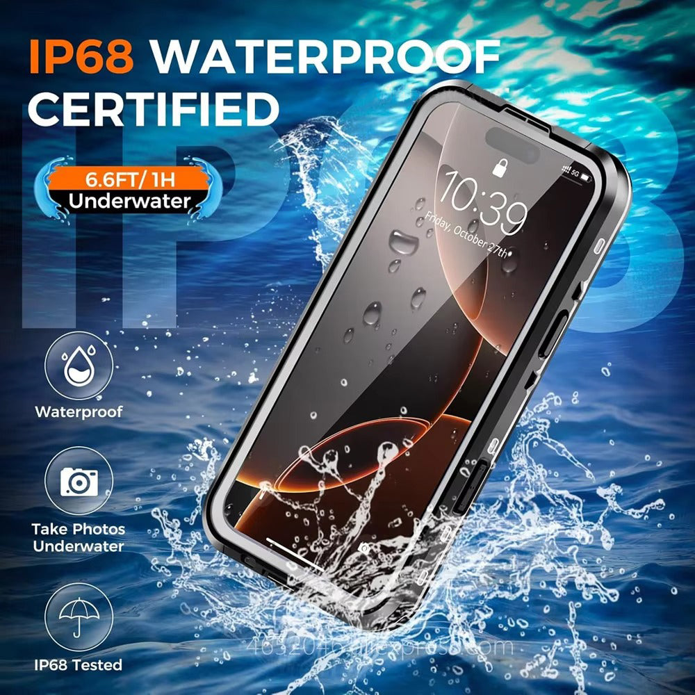 High Quality Apple iPhone Case MagSafe Compatible, Camera Lens & Screen Protection, Ultra Thin Shockproof Magnetic Full All Around Protection Cover with IP68 Snowproof Design