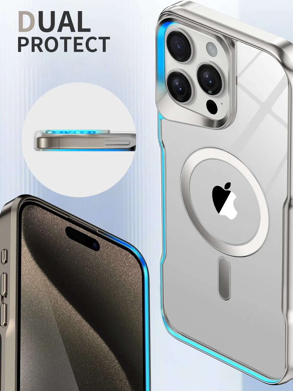 Luxury Plating Frame MagSafe iPhone Case - Magnetic Transparent Cover, Wireless Charging Compatible Case for iPhone