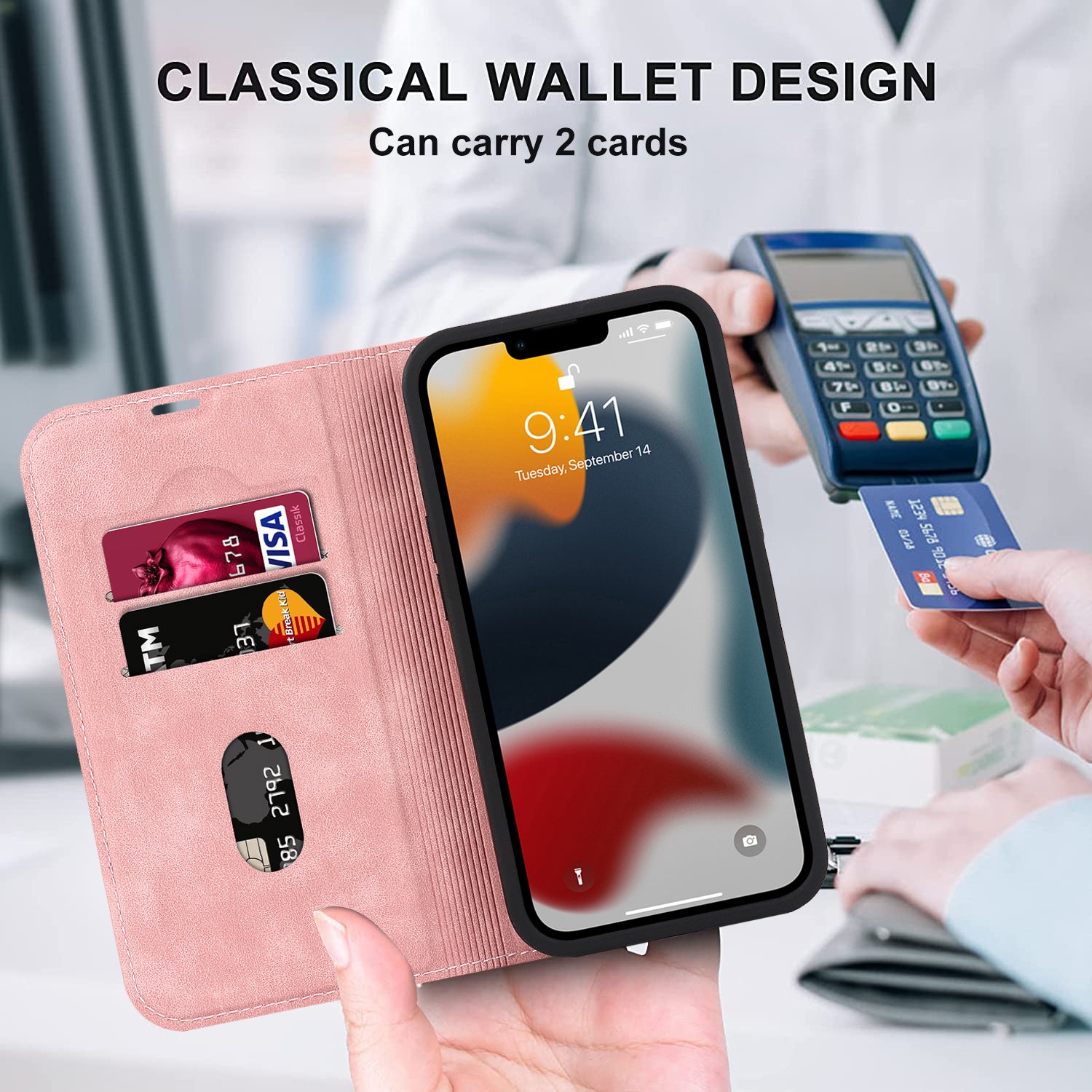 Luxuriöse Magnetische Leder Geldbörse iPhone Hülle – MagSafe Wireless Charging, Kartenfach, Standfunktion, Premium Schutz, Stilvolle & Langlebige Hülle