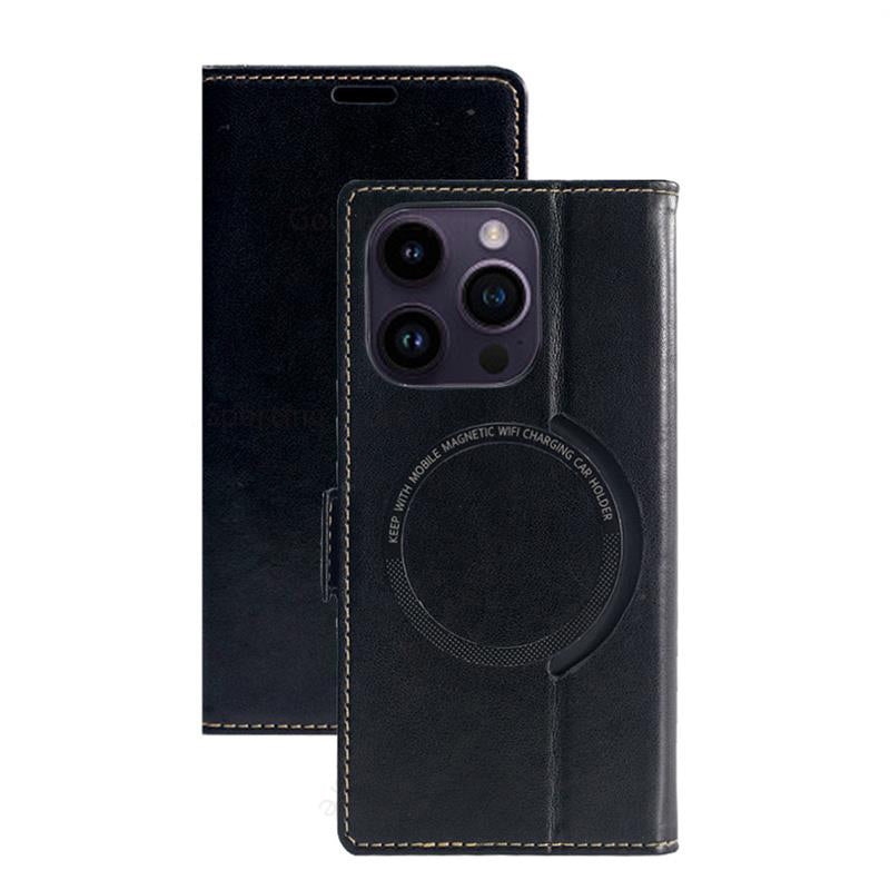 Premium Leder Flip iPhone Hülle – MagSafe-kompatibel, Magnetverschluss, kabelloses Laden, Kartenhalter, langlebiger Schutz für iPhone