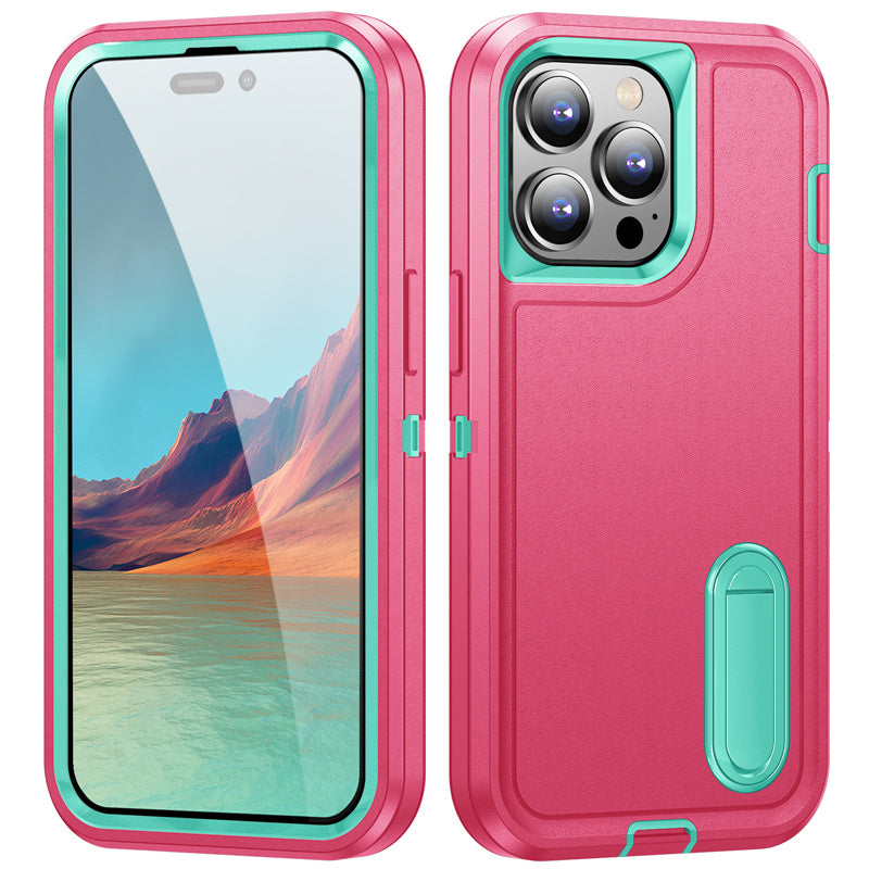 Hybrid Military-Grade Defender iPhone Case – Kickstand Full-Body Protection Cover for iPhone Models, Rugged and Shockproof