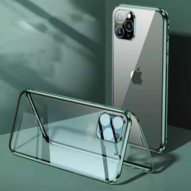 Premium Apple iPhone Case MagSafe Compatible, Camera Lens & Screen Protection Cover with Double Glass Snap Lock