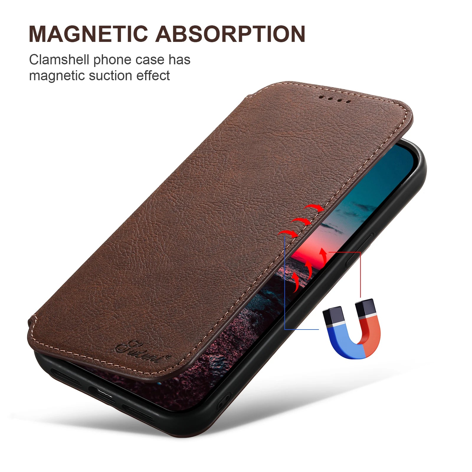 Luxuriöse Leder Magnetic Flip iPhone Hülle – MagSafe Geldbörse Kartenhalter, kabellos aufladbar, stoßfesten Schutz, elegantes Design für iPhone Modelle