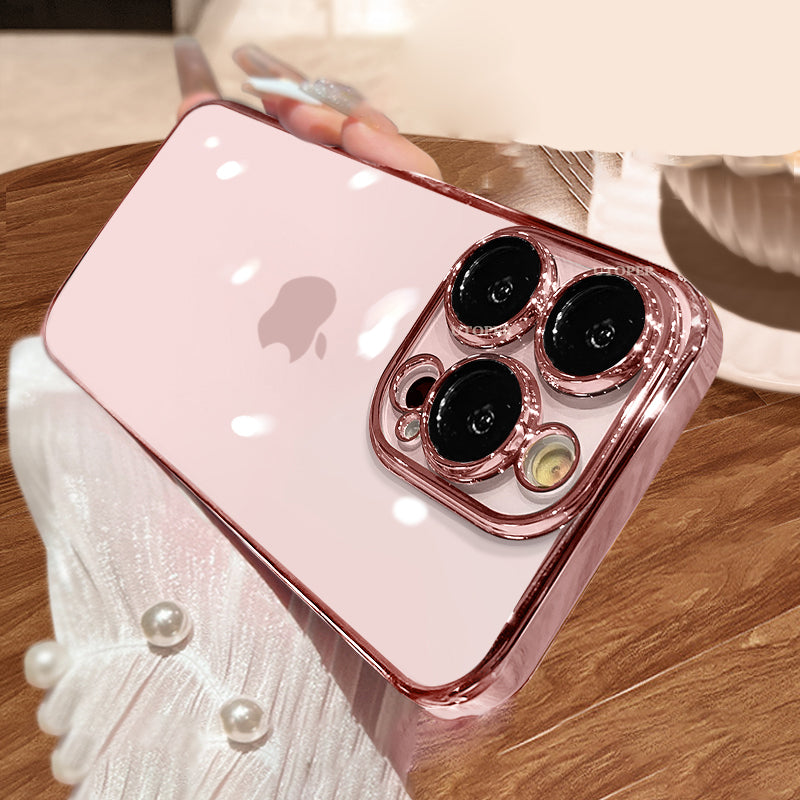 Luxury High-Quality Plating Clear Shockproof iPhone Case – Anti-Yellowing, Slim Fit, Durable Protection, Stylish Design