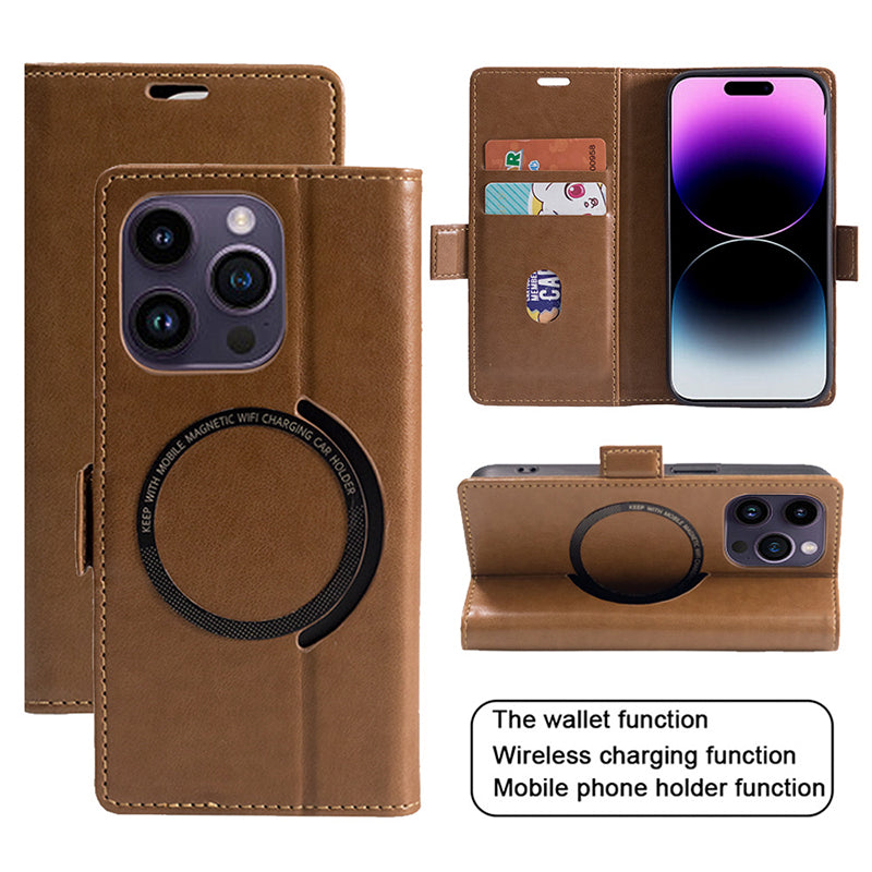 Premium Leder Flip iPhone Hülle – MagSafe-kompatibel, Magnetverschluss, kabelloses Laden, Kartenhalter, langlebiger Schutz für iPhone