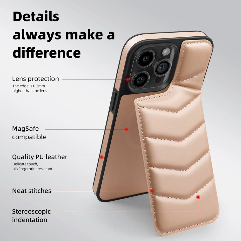 Premium MagSafe Leder iPhone Hülle – Magnetisches kabelloses Laden, Kartenhalter Wallet, stoßfeste Schutz, elegantes Design für iPhone Modelle