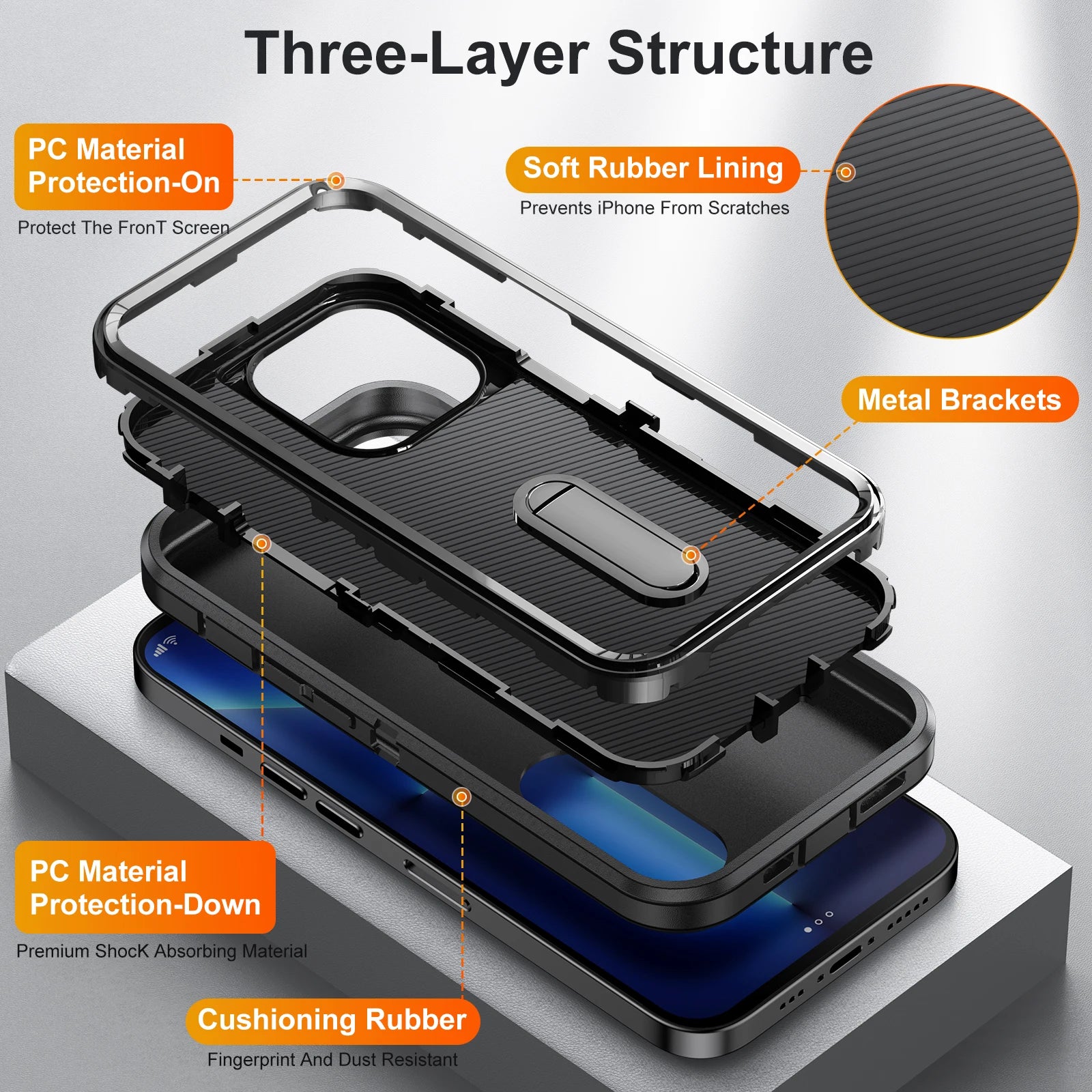 Hybrid Military-Grade Defender iPhone Case – Kickstand Full-Body Protection Cover for iPhone Models, Rugged and Shockproof