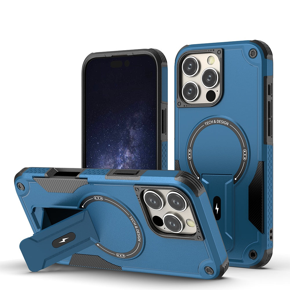Deluxe Armor Stealth Bracket iPhone Case – Magnetic Super Fall Proof, Hard Shell with Lanyard, Protection for iPhone Models