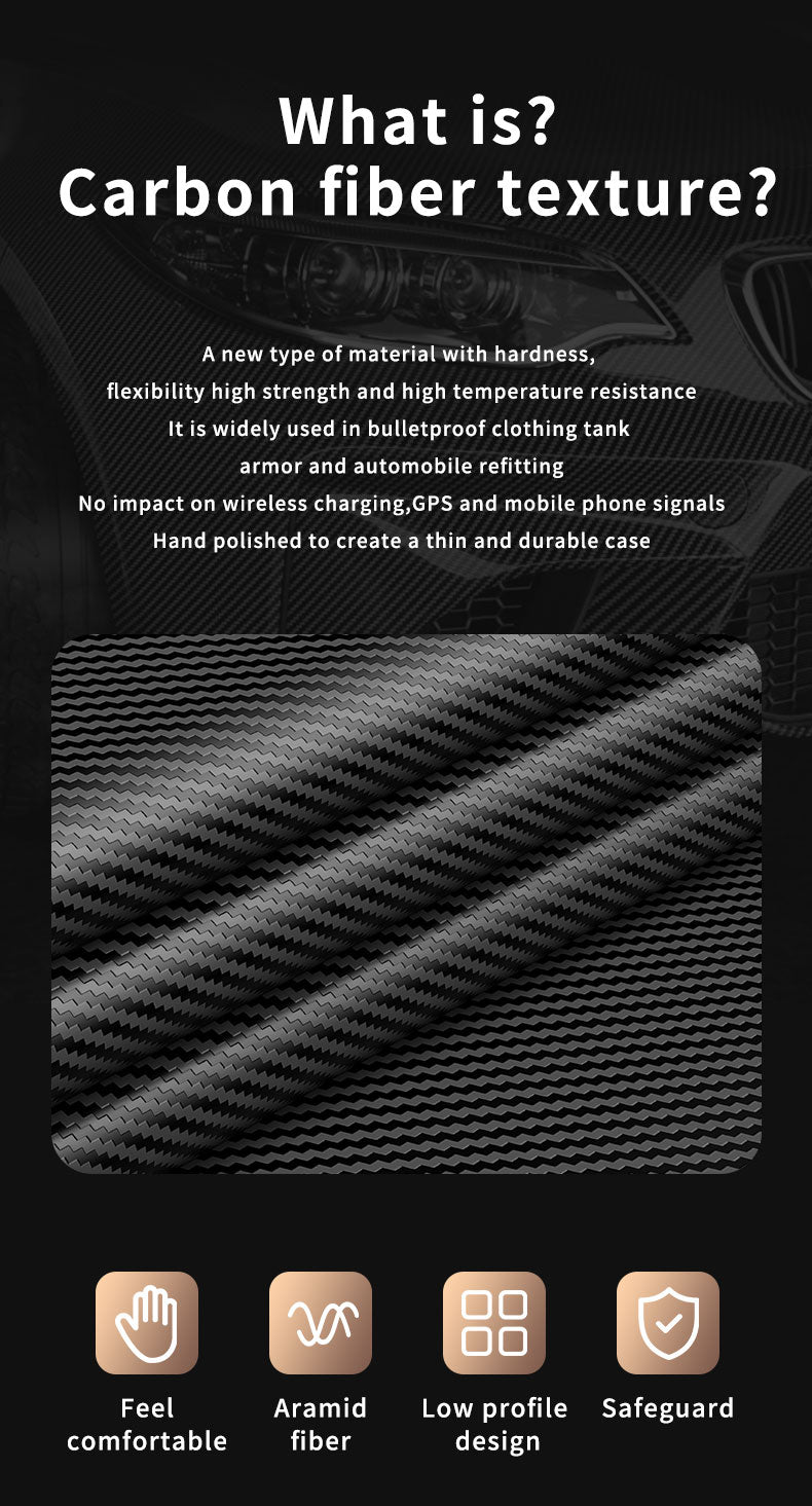 Carbon Fiber Magnetic Slim Protective Cover for iPhone Models, Durable and Stylish Design with MagSafe Compatibility