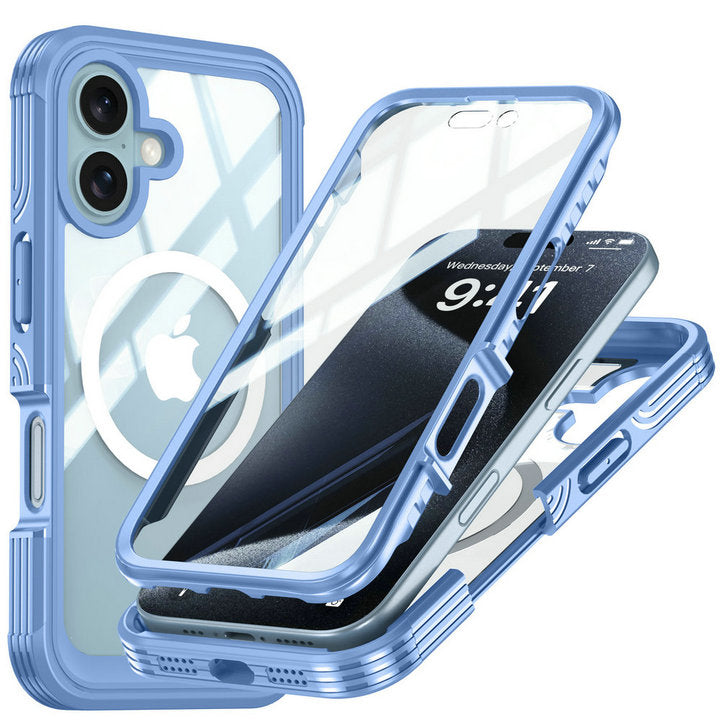 Full-Body Protection Magnetic iPhone Case – Tempered Glass MagSafe Shockproof Cover for iPhone Models, Durable and Stylish