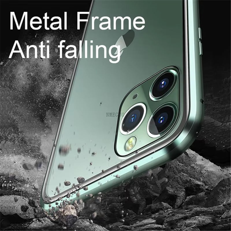 Luxury Apple iPhone Case, MagSafe Compatible, Camera Lens and Screen Protection, Ultra Thin, Shockproof, Magnetic, Full All Around Protection, 360 Glass Magnet Cover