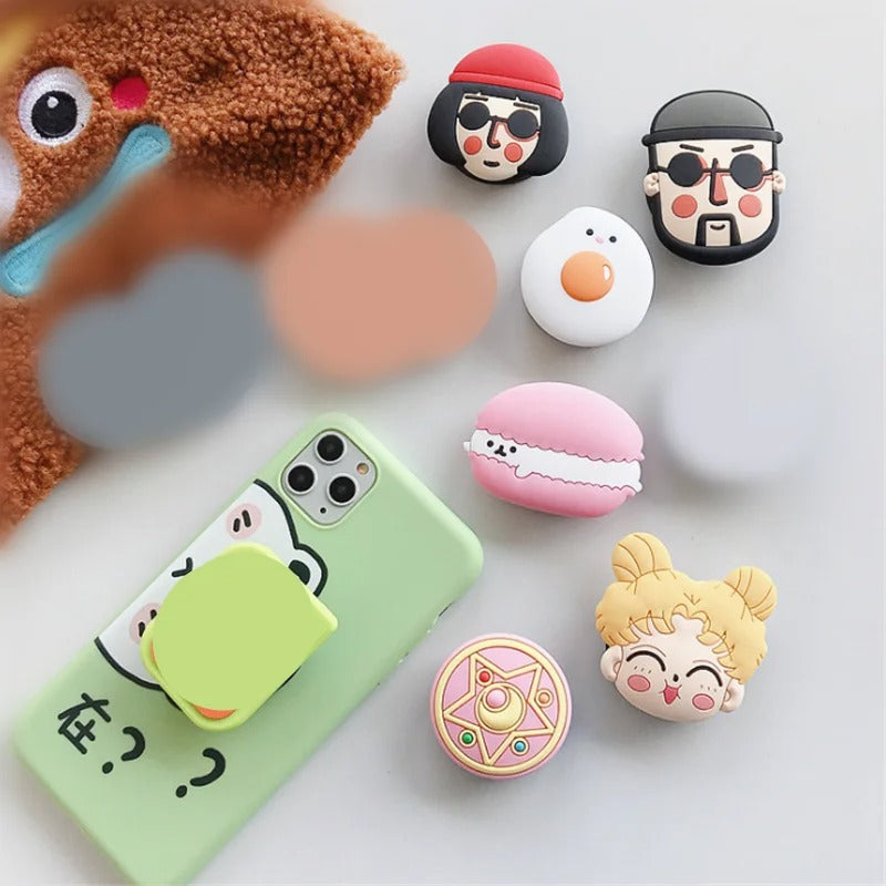 Cute Cartoon Mouse Phone Ring Holder – Rotatable Silicone Finger Grip Stand for Smartphones, Foldable Socket Kickstand, Universal Lazy Bracket Mount