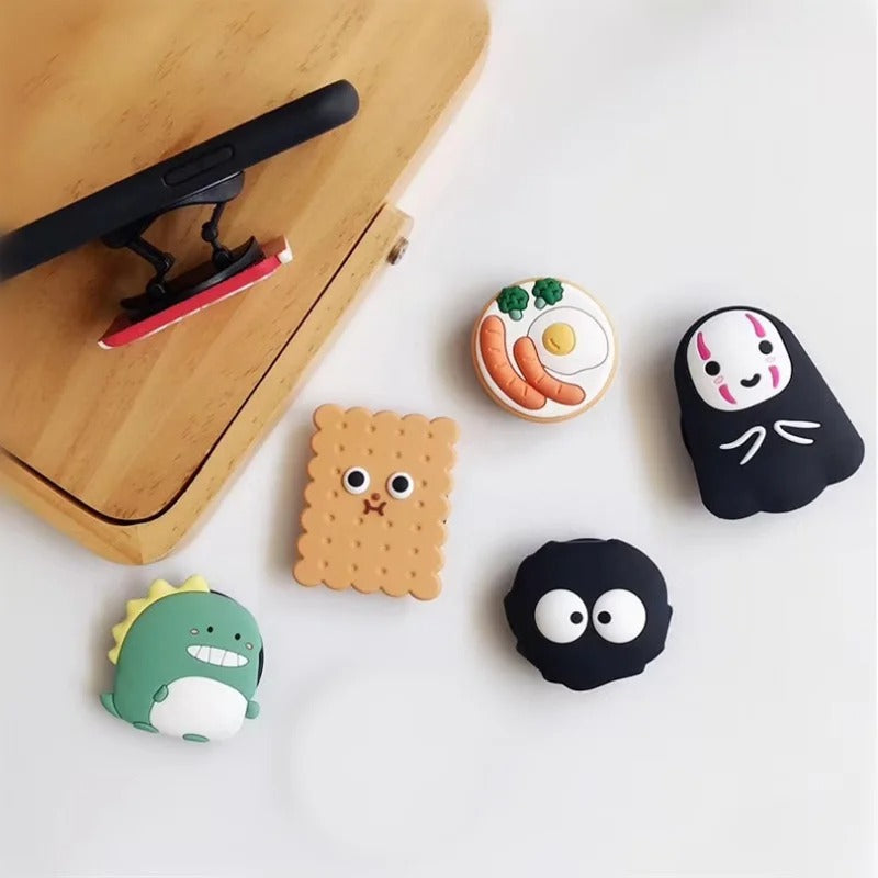 Cute Cartoon Mouse Phone Ring Holder – Rotatable Silicone Finger Grip Stand for Smartphones, Foldable Socket Kickstand, Universal Lazy Bracket Mount