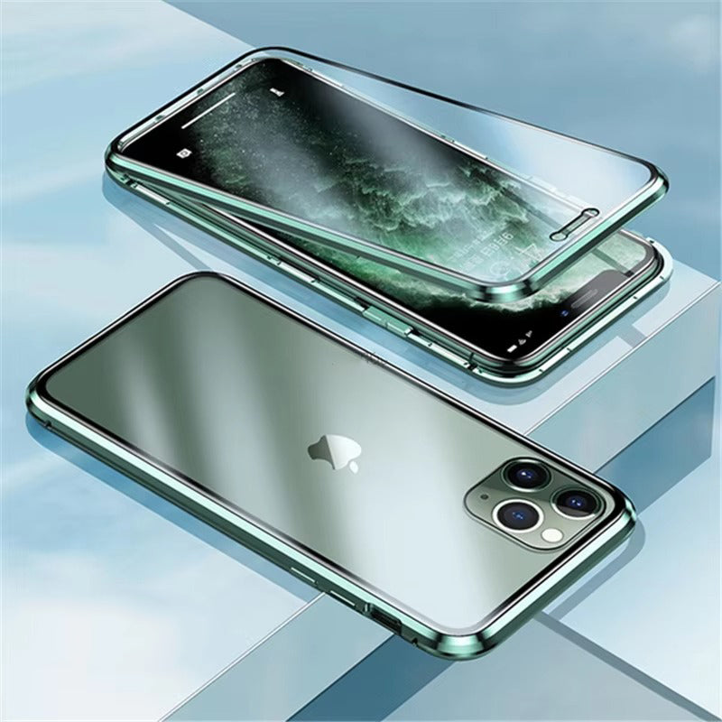 Luxury Apple iPhone Case, MagSafe Compatible, Camera Lens and Screen Protection, Ultra Thin, Shockproof, Magnetic, Full All Around Protection, 360 Glass Magnet Cover