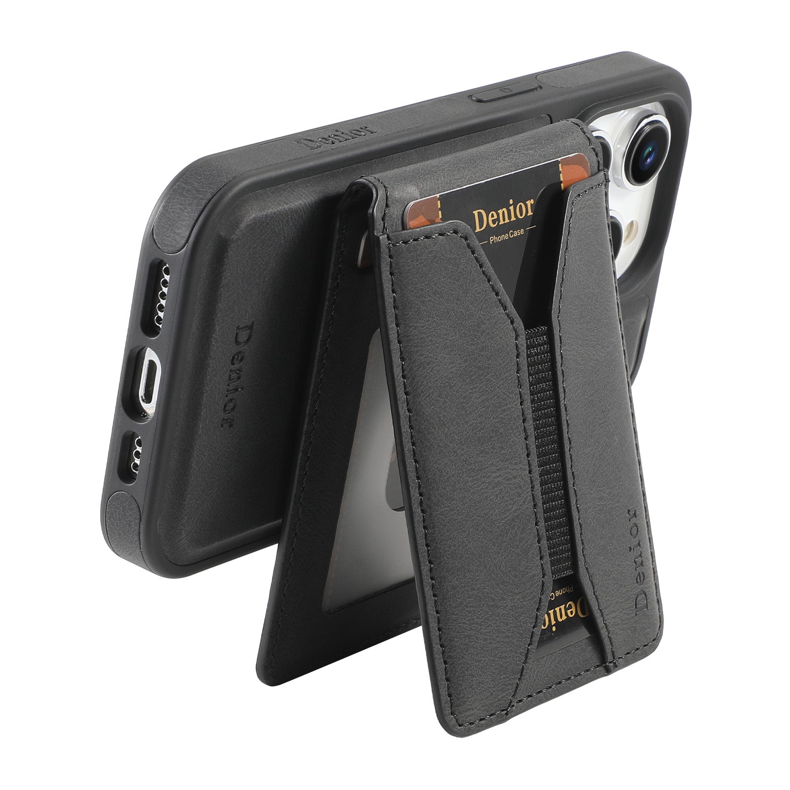 Luxuriöse Magnetische Kartenhalter iPhone Hülle – 360° drehbarer Ständer, multifunktionale Leder Geldbörse, stoßfeste Schutz, MagSafe-kompatible Hülle für iPhone Modelle
