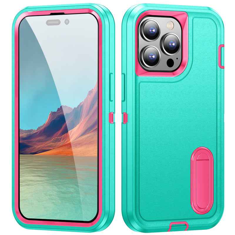 Hybrid Military-Grade Defender iPhone Case – Kickstand Full-Body Protection Cover for iPhone Models, Rugged and Shockproof