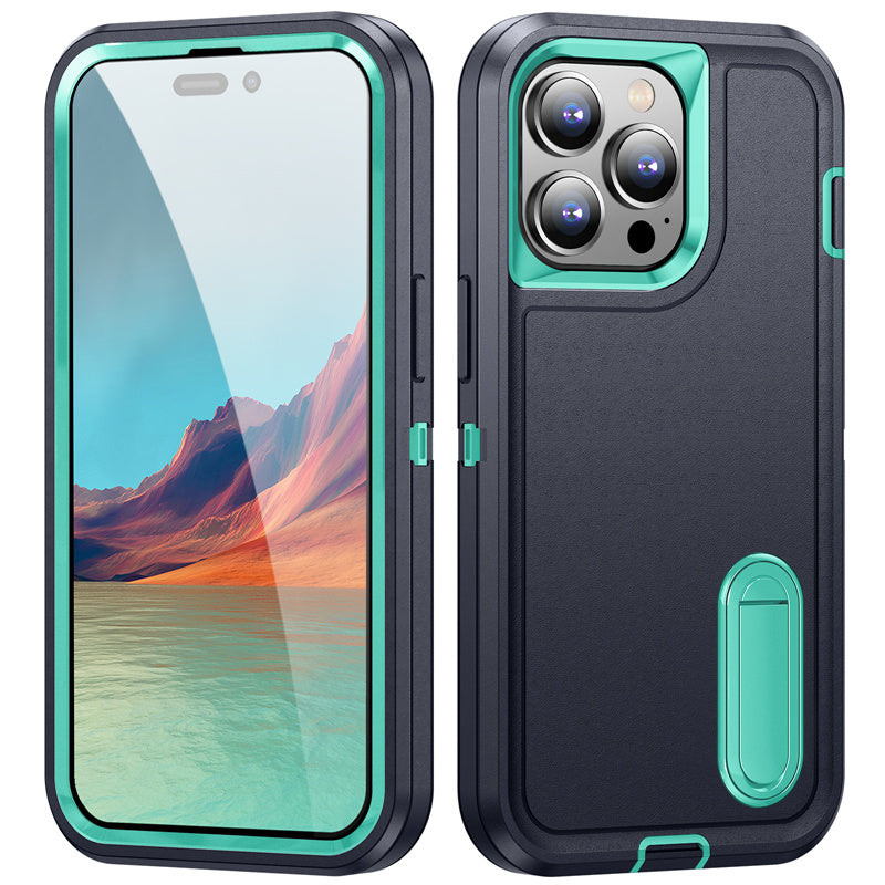 Hybrid Military-Grade Defender iPhone Case – Kickstand Full-Body Protection Cover for iPhone Models, Rugged and Shockproof