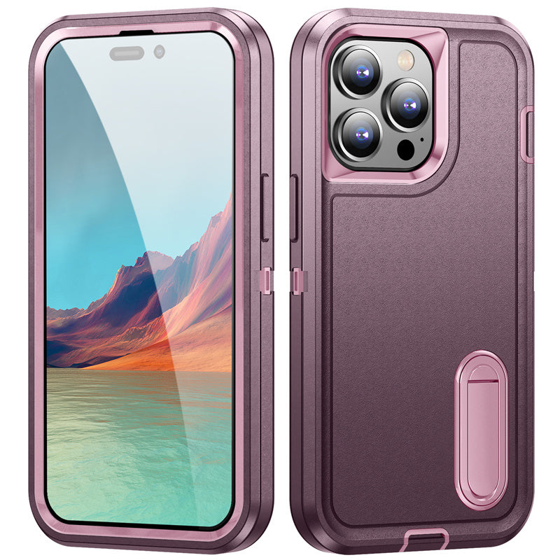 Hybrid Military-Grade Defender iPhone Case – Kickstand Full-Body Protection Cover for iPhone Models, Rugged and Shockproof