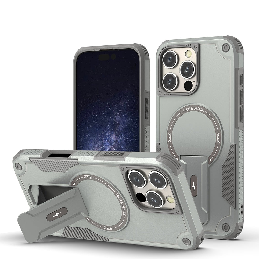 Deluxe Armor Stealth Bracket iPhone Case – Magnetic Super Fall Proof, Hard Shell with Lanyard, Protection for iPhone Models