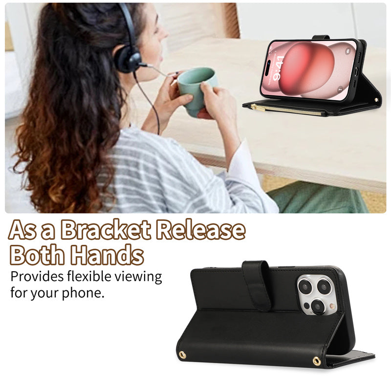 Luxury Leather Flip Phone Case – Premium Wallet, Bracket Protection, Elegant Cover with Card Slots, Durable & Functional