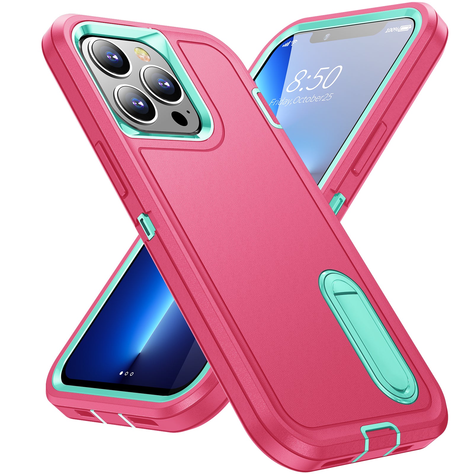 Hybrid Military-Grade Defender iPhone Case – Kickstand Full-Body Protection Cover for iPhone Models, Rugged and Shockproof