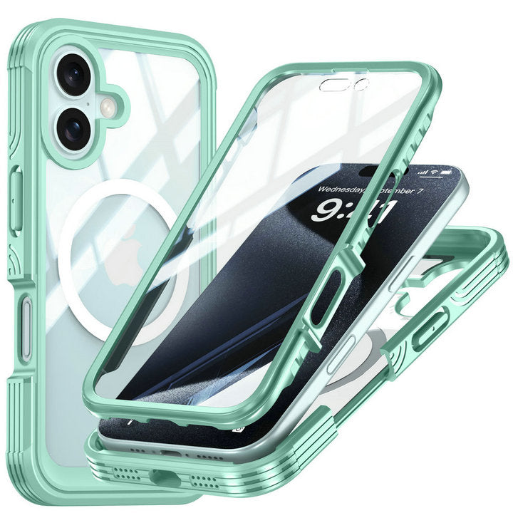 Full-Body Protection Magnetic iPhone Case – Tempered Glass MagSafe Shockproof Cover for iPhone Models, Durable and Stylish