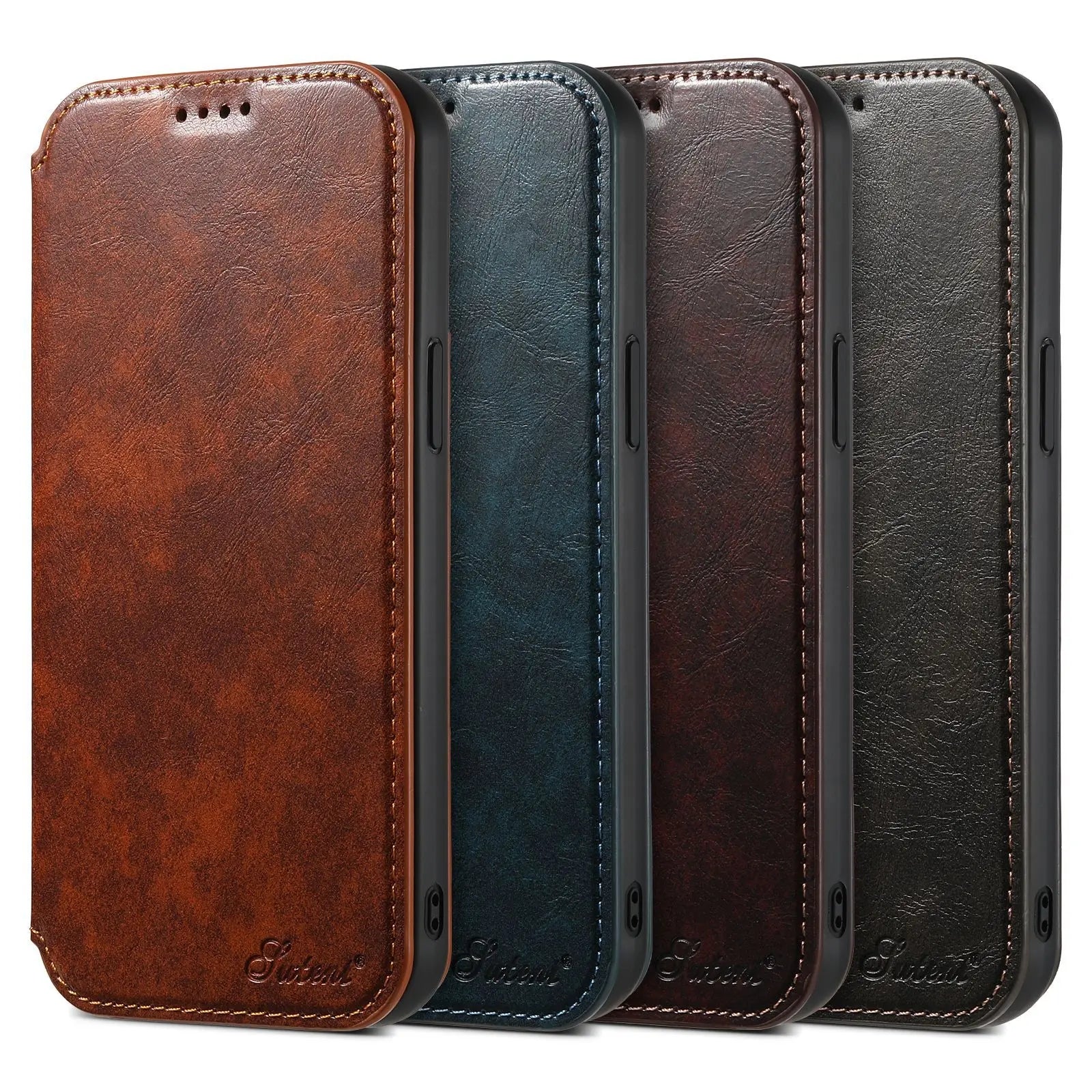 Luxuriöse Leder Magnetic Flip iPhone Hülle – MagSafe Geldbörse Kartenhalter, kabellos aufladbar, stoßfesten Schutz, elegantes Design für iPhone Modelle