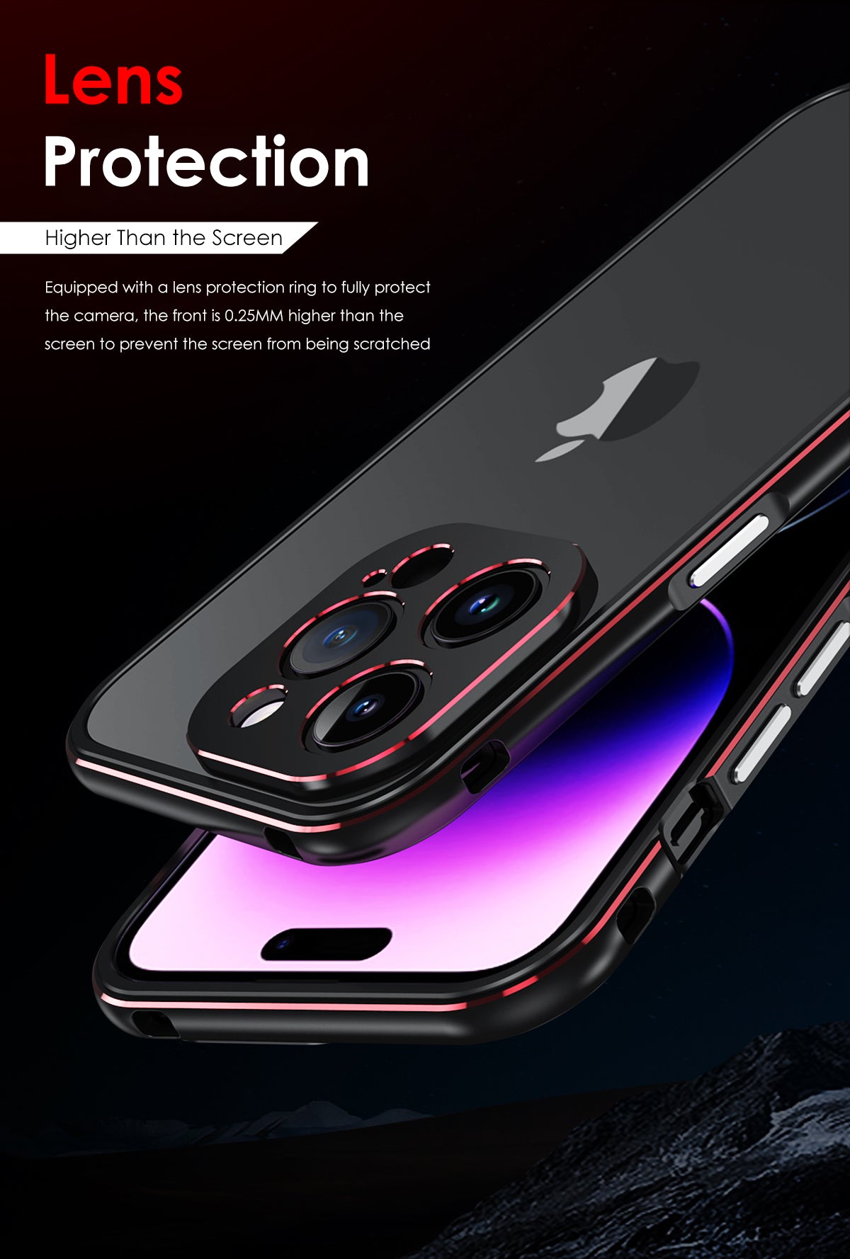 Aluminum Bumper & Metal Lens Frame Case Shockproof Cover for iPhone Models, Durable and Stylish Protection with Sleek Design