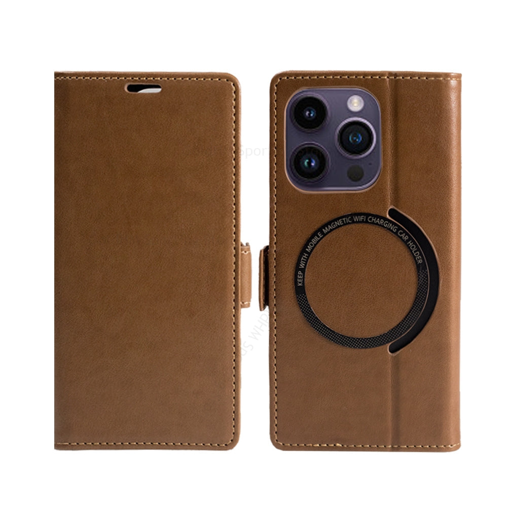 Premium Leder Flip iPhone Hülle – MagSafe-kompatibel, Magnetverschluss, kabelloses Laden, Kartenhalter, langlebiger Schutz für iPhone
