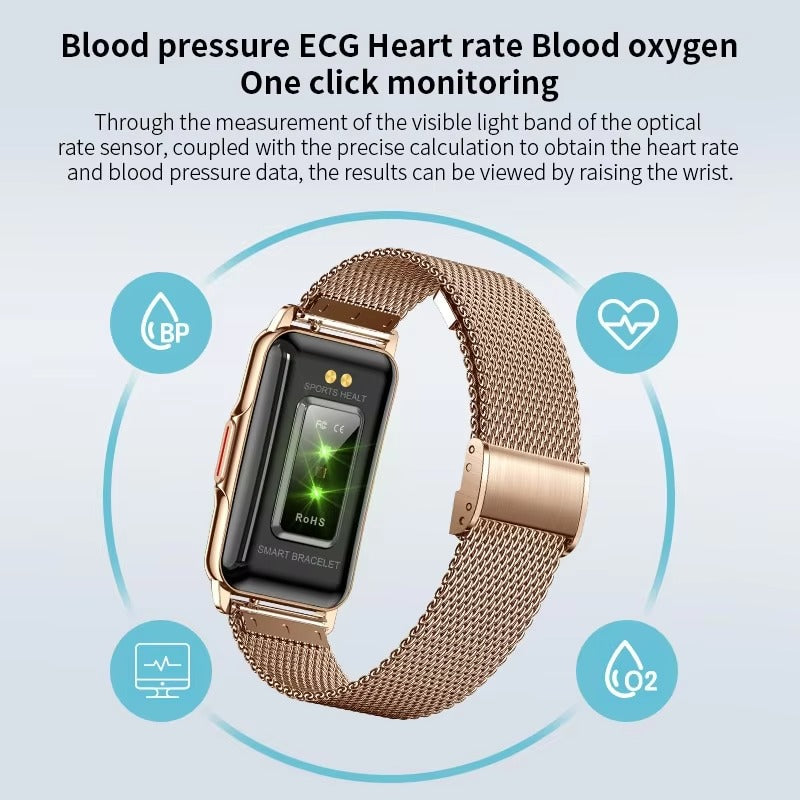 Luxury Smartwatch for Women with Bluetooth Calling – Full Touchscreen Fitness Tracker for iPhone, IP67 Waterproof, Heart Rate