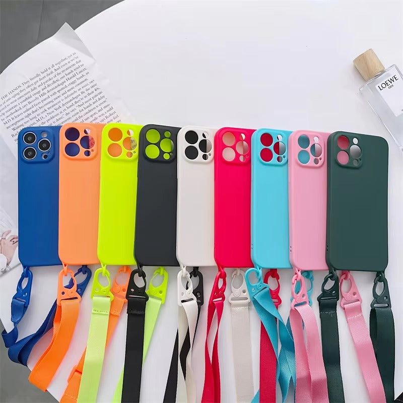 High Quality Apple iPhone Case,Ultra Thin Full Protection Cover with Soft Silicone Shell and Crossbody Necklace Lanyard
