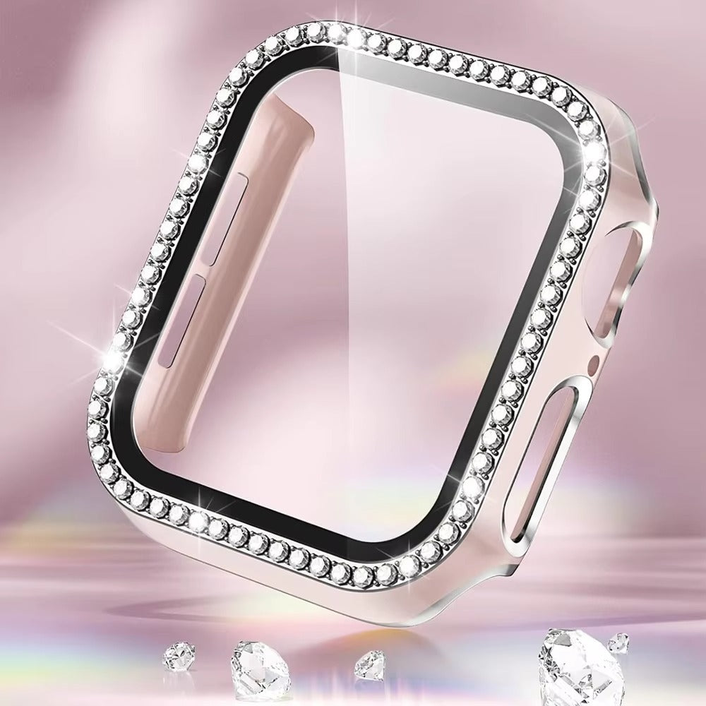 Luxury, Bling Diamond Case with Glass Screen Protector for Apple Watch – for 38mm, 40mm, 41mm, 42mm, 44mm, 45mm