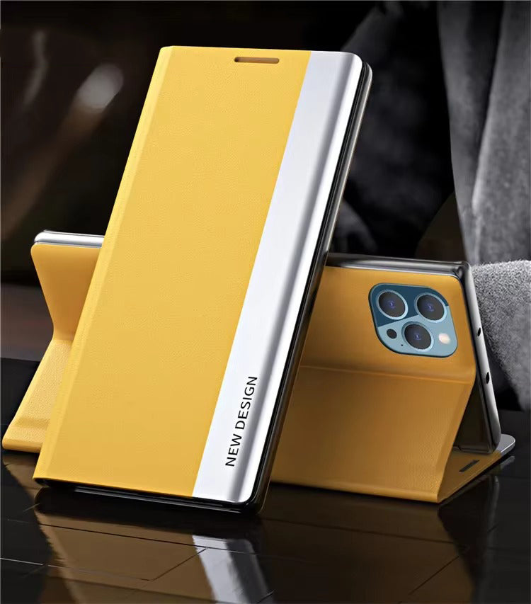Luxury Apple iPhone Case, MagSafe Compatible, Camera Lens and Screen Protection, Ultra Thin, Shockproof, Magnetic, Full All Around Protection, Leather Flip Stand Cover