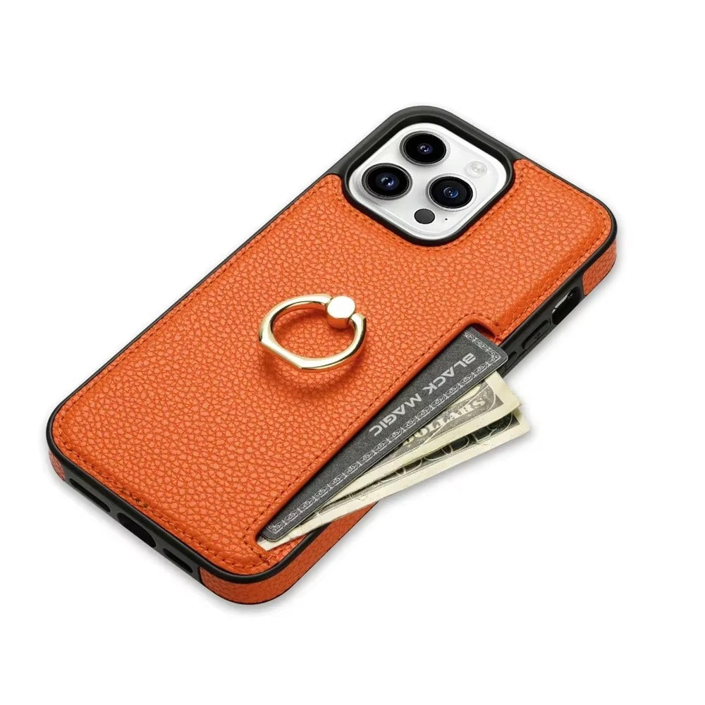 Luxury Card Slot Litchi Leather Apple iPhone Case, MagSafe Compatible, Ultra Thin Magnetic Shockproof Full Cover