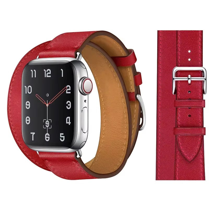 Luxury Genuine Leather Watch Band – Classic, Adjustable, Comfortable Strap for 40mm to 49mm Smartwatches, Men's and Women's