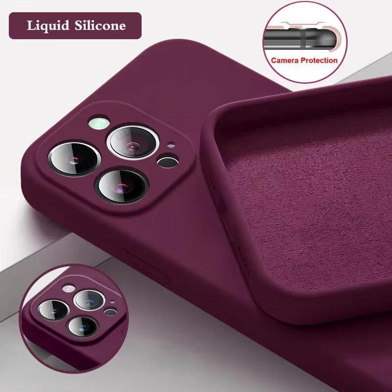 High Quality Apple iPhone Case, MagSafe Compatible, Camera Lens & Screen Protection, Ultra Thin, Shockproof, Magnetic Full All Around Cover – Soft Silicone Solid Color Case with Antiskid Grip & Protective Finish