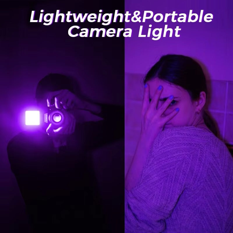 Premium, RGB LED Fill Light – Rechargeable 2000mAh Video Lamp with Cold Shoe, Compact Lighting Kit for Apple iPhone, Camera,
