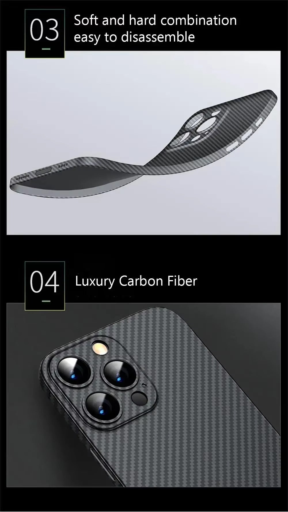 Luxury Apple iPhone Case, MagSafe Compatible, Camera Lens & Screen Protection, Ultra Thin, Shockproof, Magnetic Full All Around Cover – Ultra Thin 0.2mm Carbon Fiber Matte PP Back Cover for Lightweight Sleek Protection