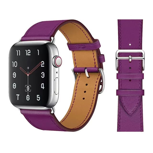 Luxury Genuine Leather Watch Band – Classic, Adjustable, Comfortable Strap for 40mm to 49mm Smartwatches, Men's and Women's