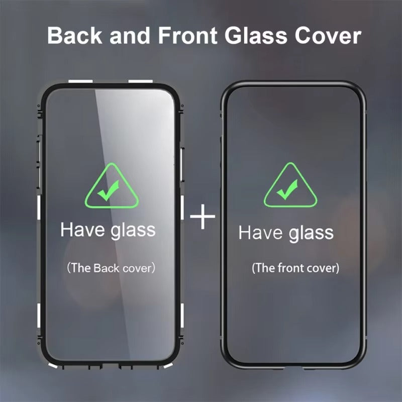 Luxury Apple iPhone Case, MagSafe Compatible, Camera Lens and Screen Protection, Ultra Thin, Shockproof, Magnetic, Full All Around Protection, 360 Glass Magnet Cover