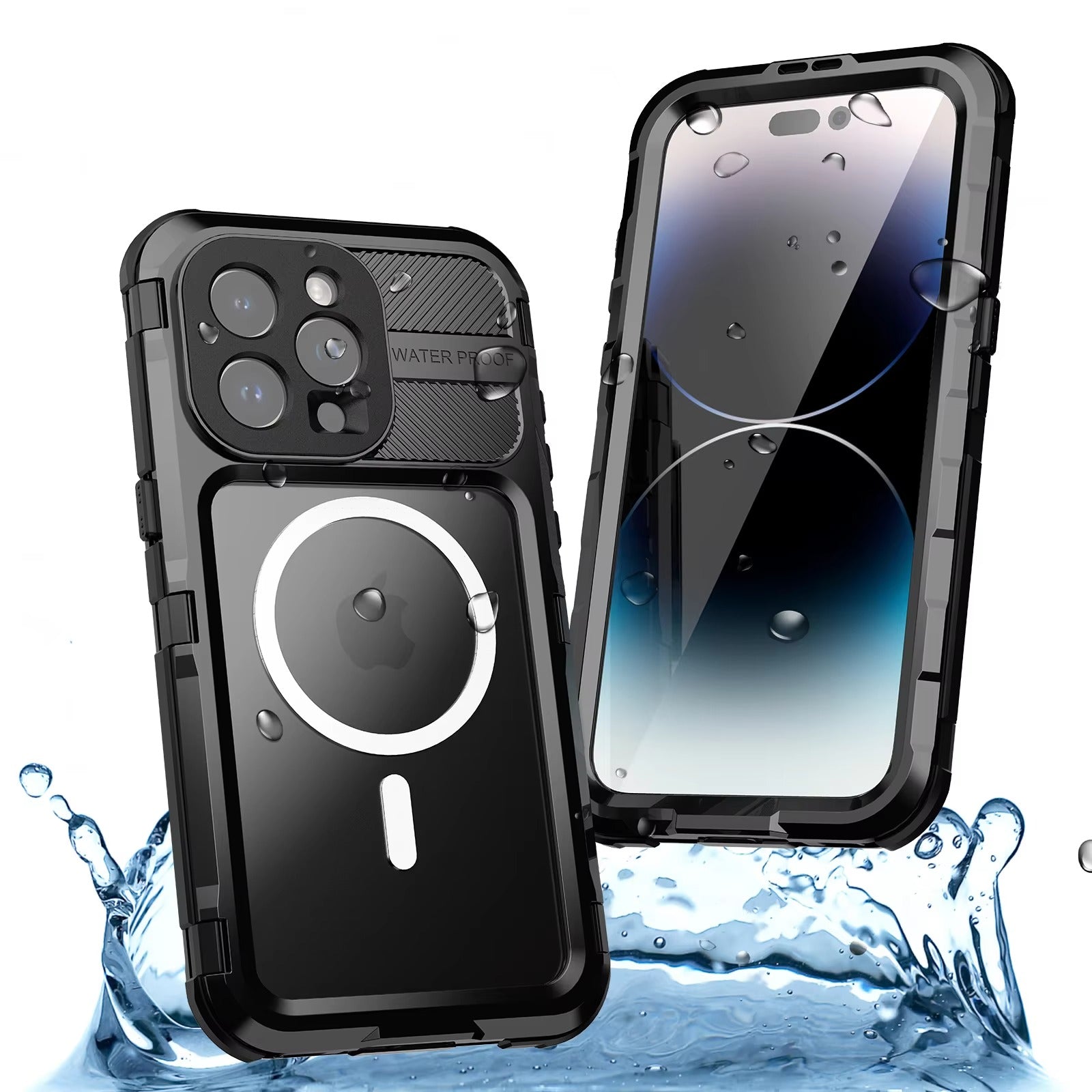 Robust Apple iPhone Case MagSafe Compatible, Camera Lens & Screen Protection, Cover with IP68 Waterproof Stand Design