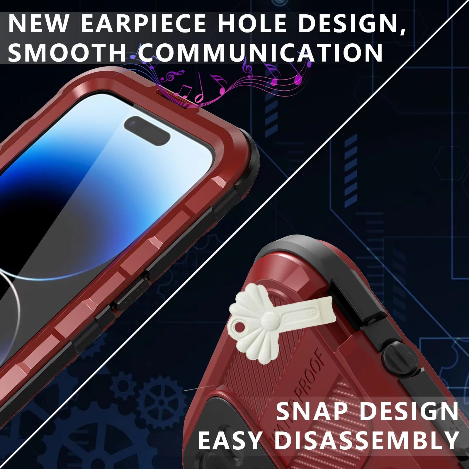 Robuste Apple iPhone Hülle, MagSafe-kompatibel, Kameraobjektiv- und Bildschirmschutz, ultradünne stoßfeste magnetische Rundumschutzabdeckung mit IP68 Metall-Militärdesign
