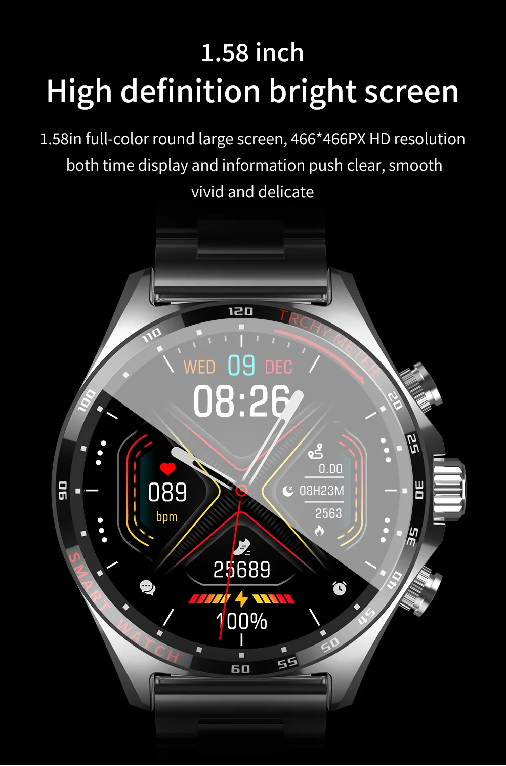 Robust Outdoor Smartwatch for iPhone – NFC Access Control, GPS Positioning, Compass, 400mAh Battery, IP68 Waterproof