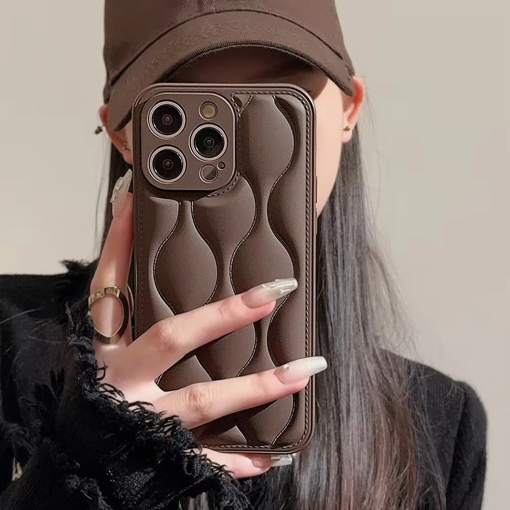 Luxury 3D Texture Apple iPhone Case, MagSafe Compatible, Ultra Thin Magnetic with Solid Color Silicone Bumper and Wavy Design