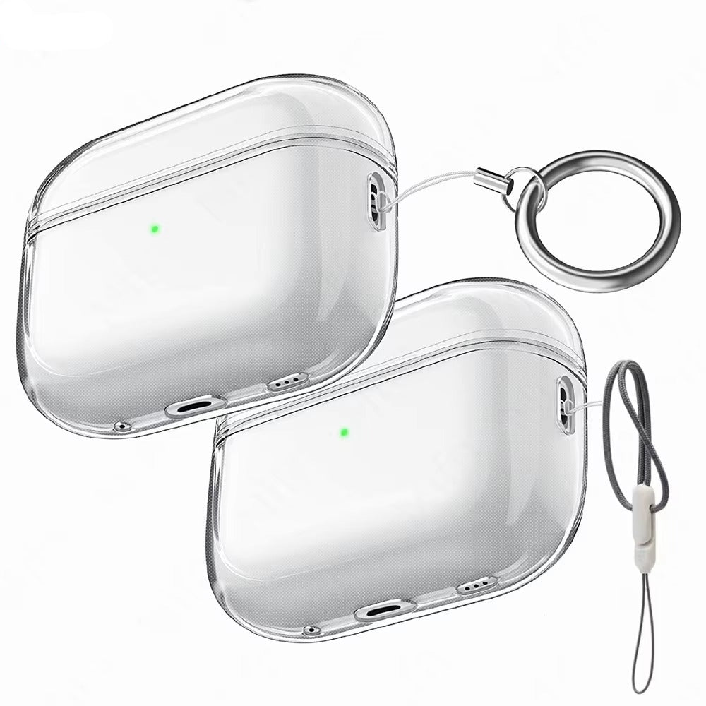 Clear Soft TPU Case with Lanyard for AirPods Pro 2, 4, 3, 2 – Lightweight Transparent Cover, Shockproof Earphone Accessories, Anti-Scratch Protective Funda