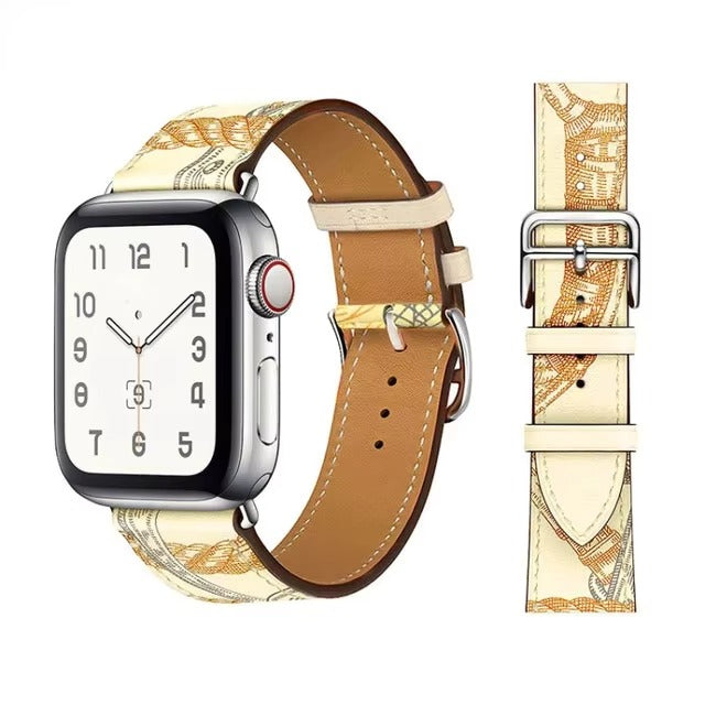 Luxury Genuine Leather Watch Band – Classic, Adjustable, Comfortable Strap for 40mm to 49mm Smartwatches, Men's and Women's