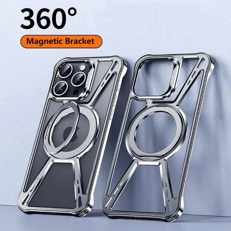 High Quality Apple iPhone Case, MagSafe Compatible, Camera Lens & Screen Protection, Ultra Thin, Shockproof, Magnetic Full All Around Cover – Aluminum Alloy Anti-Fall Case with Invisible Bracket & Metal Frame Design