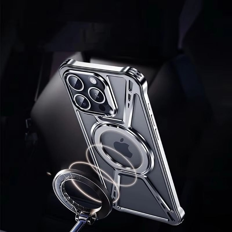 High Quality Apple iPhone Case, MagSafe Compatible, Camera Lens & Screen Protection, Ultra Thin, Shockproof, Magnetic Full All Around Cover – Aluminum Alloy Anti-Fall Case with Invisible Bracket & Metal Frame Design