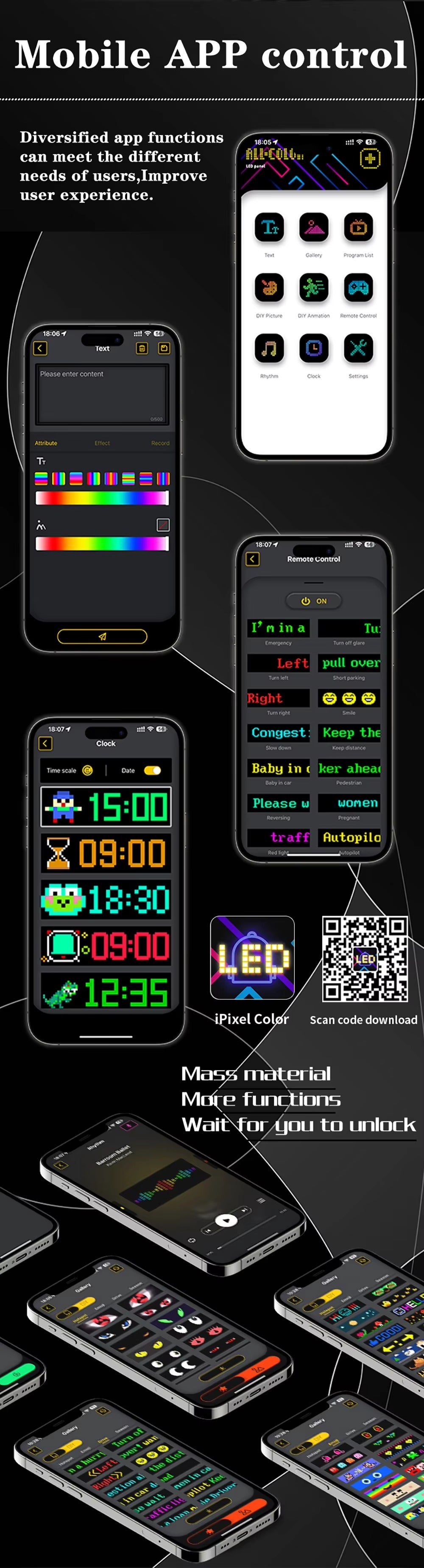 High Quality Flexible LED Matrix Panel with Bluetooth App Control, USB 5V Programmable Display Sign for Car, Storefronts, Bars, and Hotel Decor
